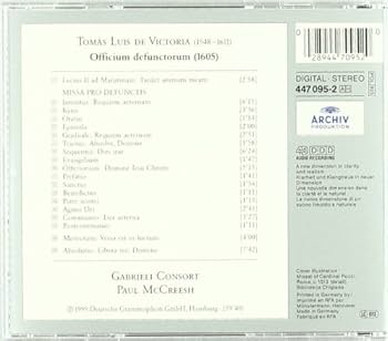 クラシック (CD)Officium Defunctorum / Versa Est in Luctum Tomás Luis de Victoria, Paul McCreesh, Gabrieli Consort